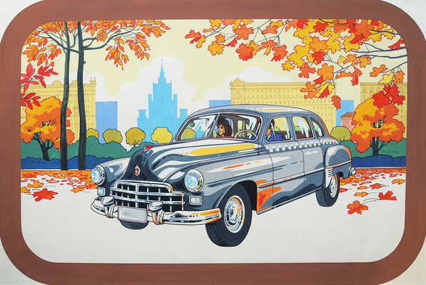 Художественный макет настенного перекидного календаря на 1984 год с изображением автомобилей, 1983.